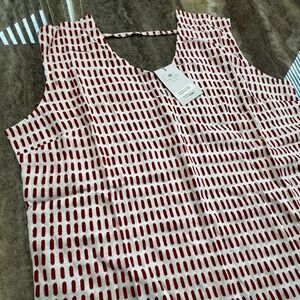 NWT- Passion Lilie- 100% Cotton White & Red Fireline Tank Top Geometric